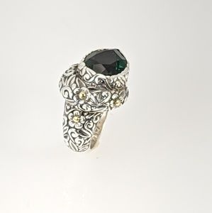 Designer sterling silver & 18k gold ring